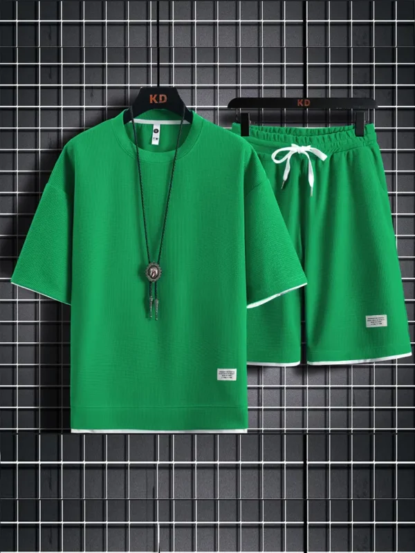 Waffle Texture Round Neck T-Shirt