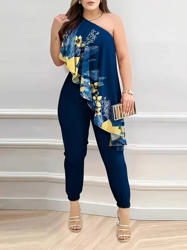 Asymmetric Ruffled Hem Jumpsuit